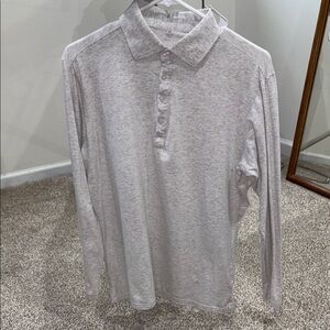 Gray Long-Sleeve Polo Shirt with Collar